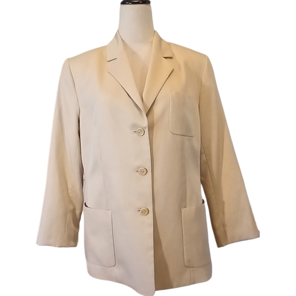Silk Blend Tan Blazer Soft Lightweight Size 14P